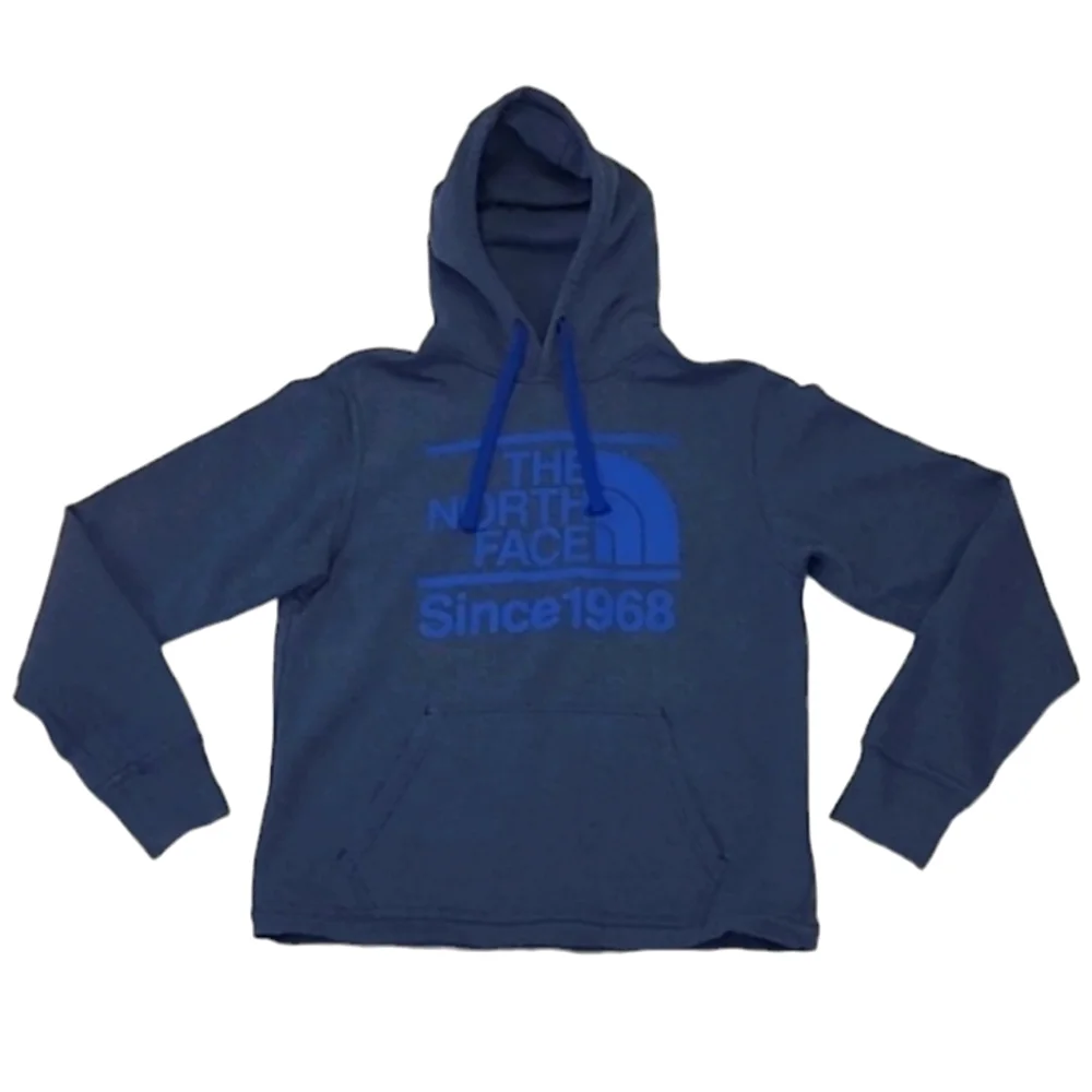 The North Face Pullover Hoodie Sweatshirt Kangaroo Pocket Drawstring Raw Hem